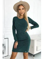 518-1 SWEET pohodlné šaty s mašľou na chrbte - ZELENÉ