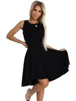 575-1 Jedinečné šaty s dlhším chrbtom - ČIERNE 575-1 Jedinečné šaty s dlhším chrbtom - ČIERNE