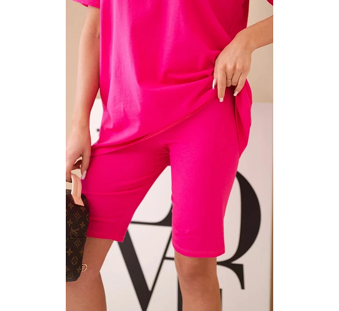 Dámsky bavlnený set s krátkym rukávom a šortkami žltý