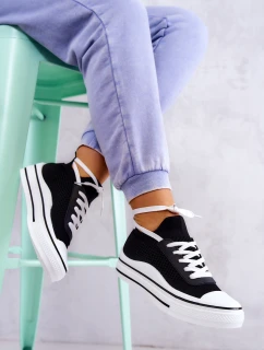 Damskie Tenisówki Skarpetkowe Czarne Soren