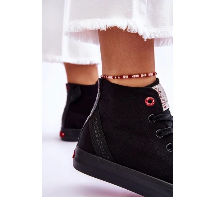 Damskie Klasyczne Wysokie Trampki Cross Jeans LL2R4088C Czarne