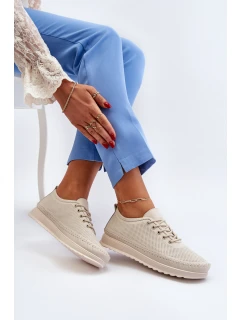 Kožené Sportovní Dámské Tenisky Beige model 21650393 - VINCEZA