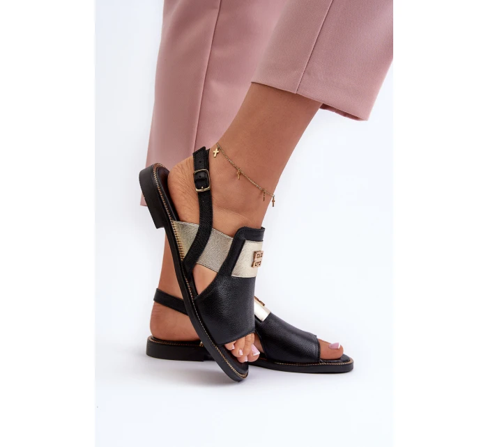Zazoo 40385 Damskie Skórzane Sandały Czarne