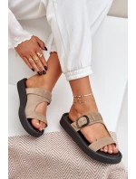 Dámské Semišové Pantofle Na Platformě Béžové model 21682483 - Zazoo