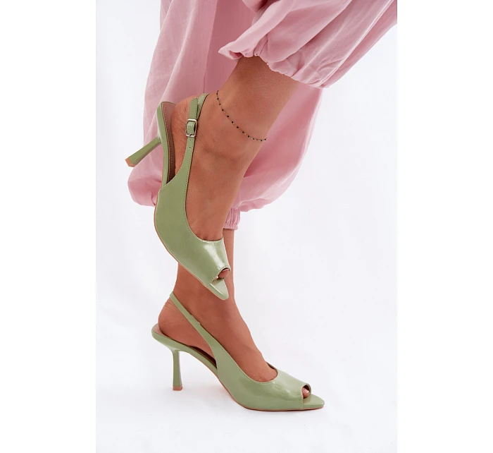 Dámské sandály na podpatku Zelené Sevina