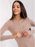 Sweter PM SW Y model 18904813 ciemny bezowy - FPrice Sweter PM SW Y model 18904813 ciemny bezowy - FPrice