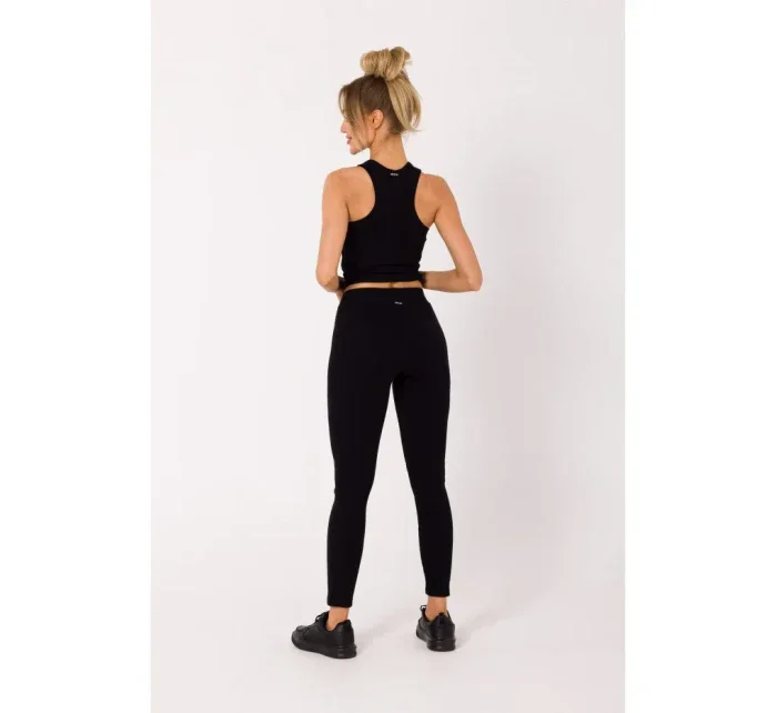 model 18383341 Žebrované pletené legíny černé - Moe