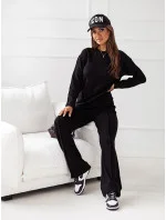 Černý dvoudílný úpletový komplet blůza a kalhoty model 19673966 - Moon