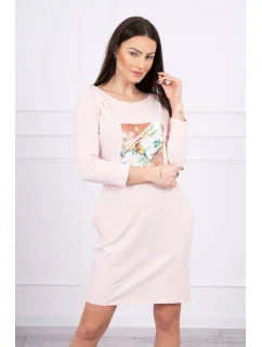 Šaty s 3D grafikou model 18744004 powder pink - K-Fashion