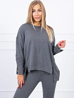 Súprava s oversize blúzkou v grafitovej farbe