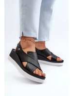 Kožené sandály na černé model 21659210 - Zazoo