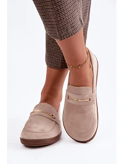 Barefoot mokasíny se zlatým detailem béžové model 22368159 - Boto