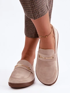 Barefoot mokasíny se zlatým detailem béžové model 22368159 - Boto