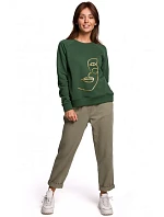 B167 Sveter s prednou potlačou - zelená tráva