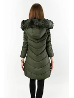 DŁUGA PIKOWANA KURTKA DAMSKA ZIMOWA KHAKI model 21241976 - Libland