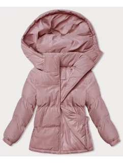 Dámska zimná bunda v špinavo ružovej farbe s kapucňou (5M3169-46)