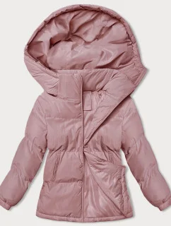 Dámska zimná bunda v špinavo ružovej farbe s kapucňou (5M3169-46)