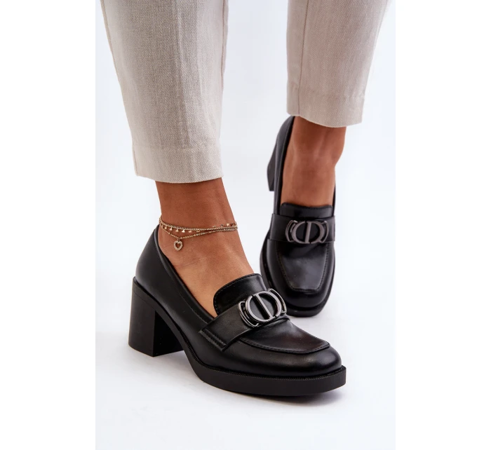 Dámské lodičky na podpatku s ozdobou černé model 21655254 - Boto