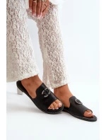 Elegantní Dámské Lesklé Žabky S Ozdobou model 21665164 Černé - S.Barski