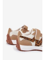 Dětské tenisky na suchý zip s leopardím vzorem tmavě béžové model 21688089 - Boto