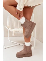 Damskie Śniegowce Z Elastyczną Wstawką Khaki Kiora