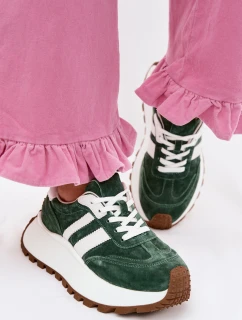 Sně sneakersy z nubuku na masivní platformě D&A GR61-5986 Zelené