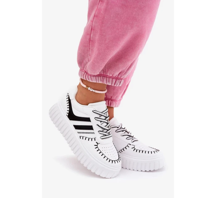 Dámske tenisky na platforme - bielo-čierne Ofenale