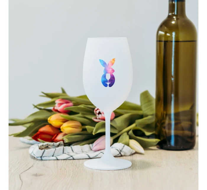 ZAJÍČEK  - bílá sklenice na víno 350 ml