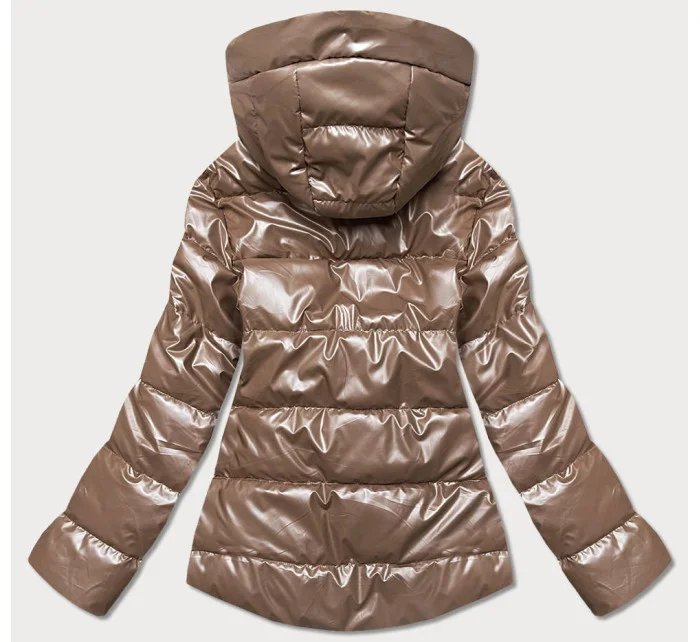 Svetlo hnedá dámska metalická bunda (B8008-46)