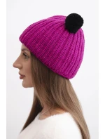 Dámska zimná vlnená čiapka s bambulou K433 fuchsiová Dámska zimná vlnená čiapka s bambulou K433 fuchsiová