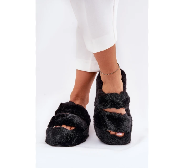 Futrzane Kapcie Damskie Na Platformie Czarne Talfedi Futrzane Kapcie Damskie Na Platformie Czarne Talfedi