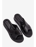 Zdobené dámské sandály na platformě z ekokůže Černé Calorissa