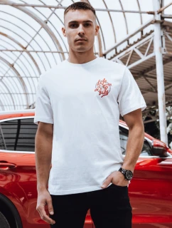 Pánske biele tričko s potlačou FashionStreet RX5490