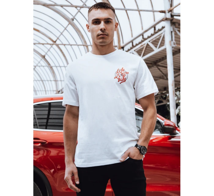 Pánské bílé tričko s potiskem Dstreet model 21975056 - FashionStreet