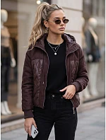 Dámska prešívaná prechodná bunda s kapucňou, bordová, FashionStreet TY6094 Dámska prešívaná prechodná bunda s kapucňou, bordová, FashionStreet TY6094