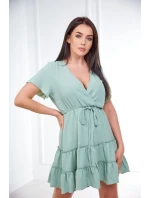 Šaty s obálkovým výstřihem tmavě mátové barvy Šaty s obálkovým výstřihem tmavě mátové barvy