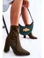 Dámské Materiál Boty Na Podpatku Khaki Amile Dámské Materiál Boty Na Podpatku Khaki Amile