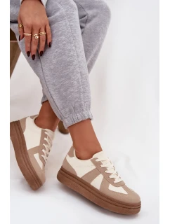 Dámske tenisky na platforme - tmavobéžové Dovina