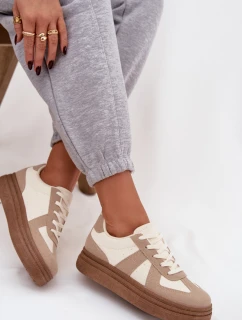 Dámske tenisky na platforme - tmavobéžové Dovina