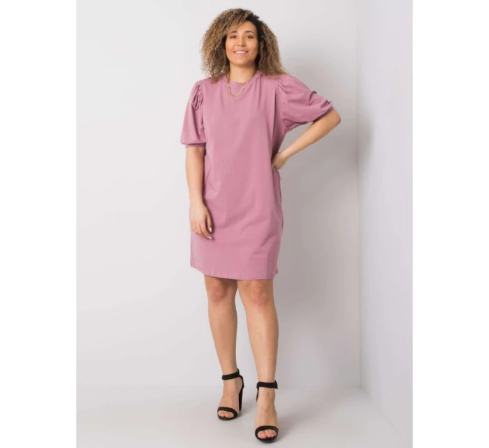 Špinavě růžové plus size šaty z bavlny model 21462296 - BASIC FEEL GOOD