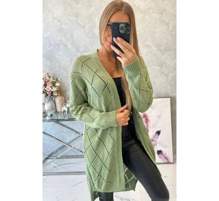 Svetr s geometrickým vzorem tmavě mátový Svetr s geometrickým vzorem tmavě mátový