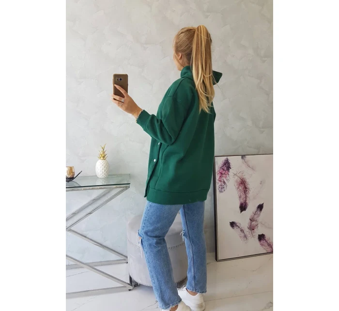 Zateplená mikina s patentkami tmavo zelená