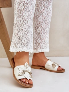 Sandály S Dekorací Přírodní Kůže Zazoo model 21682154 Bílé - Boto