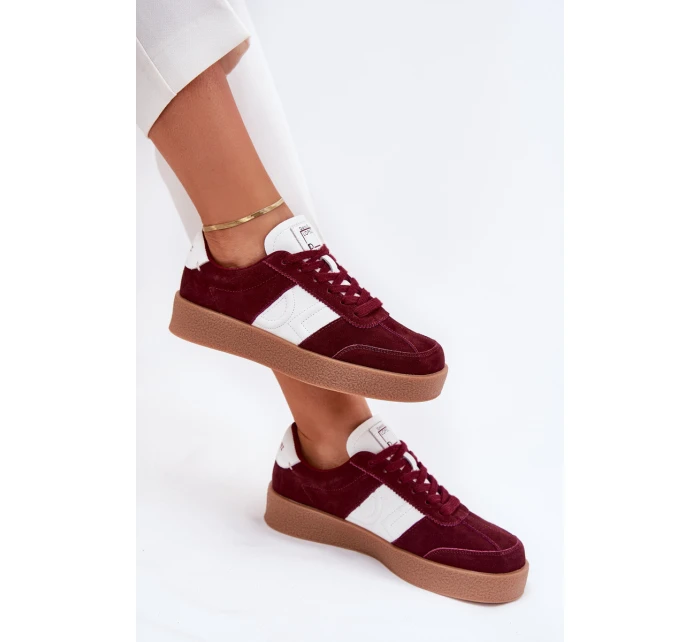 Zamszowe Sneakersy Damskie Daniel Lopez Just Dare SS2D4023 Bordowe