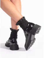 Praktické čierne dámske mokasíny na platforme Praktické čierne dámske mokasíny na platforme