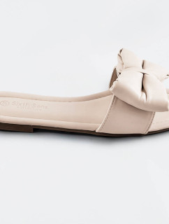 Béžové dámské pantofle s mašlí model 17360278