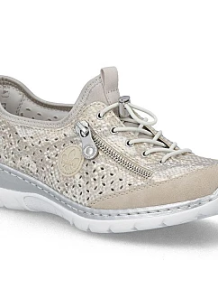 Dámska zlatá ažurová športová obuv Rieker L3252-92