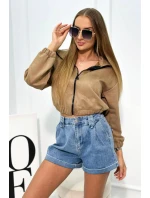 Semišová mikina na zips béžový Semišová mikina na zips béžový