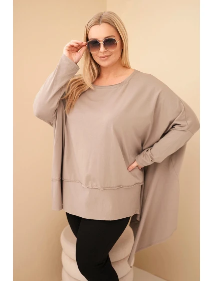 Dámská tunika Plus Size z bavlny s asymetrickým spodním lemem fango