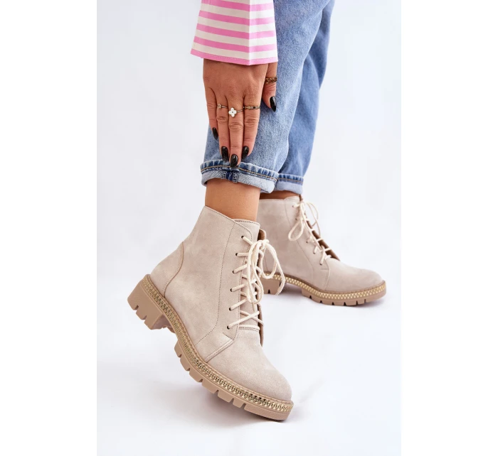 Flat Boots Lewski Shoes model 21607535 Světle béžová - Boto Flat Boots Lewski Shoes model 21607535 Světle béžová - Boto
